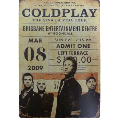 metalen bord Coldplay
