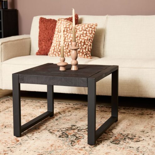 Britt bijzettafel industrieel mangohout 60cm zwart