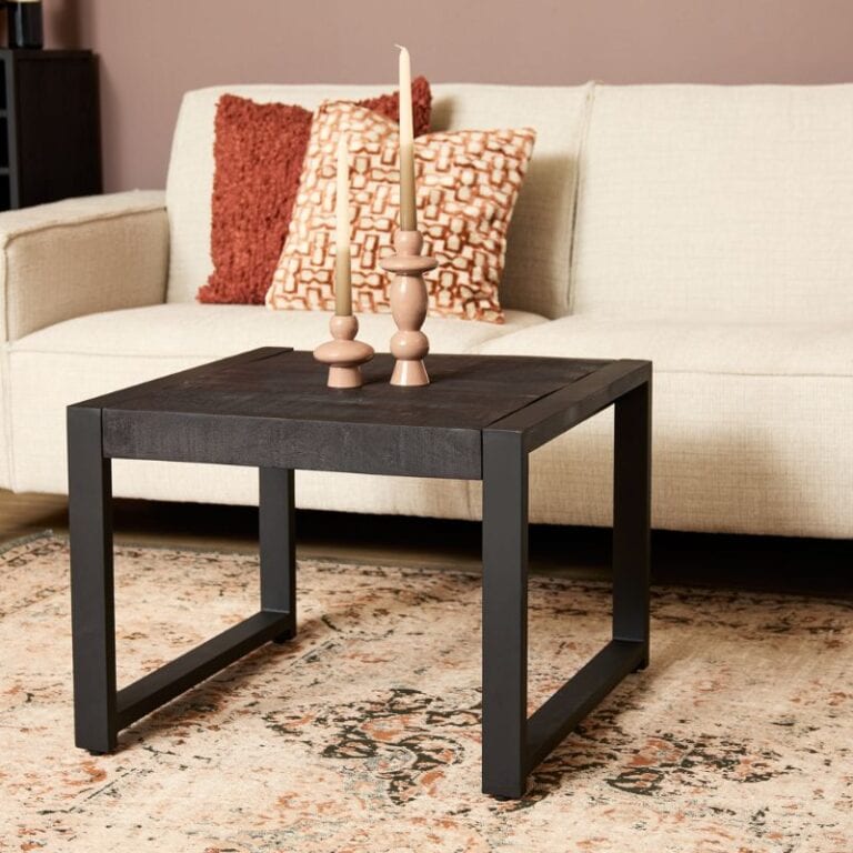 Britt bijzettafel industrieel mangohout 60cm zwart