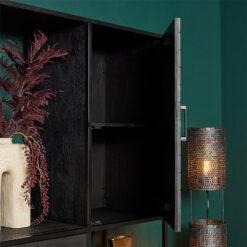 Scandi cakkenkast xl industrieel visgraat zwart 160cm