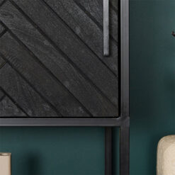 Scandi cakkenkast xl industrieel visgraat zwart 160cm