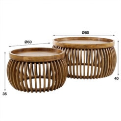 Namra Curved salontafel set van 2 mangohout zandkleur