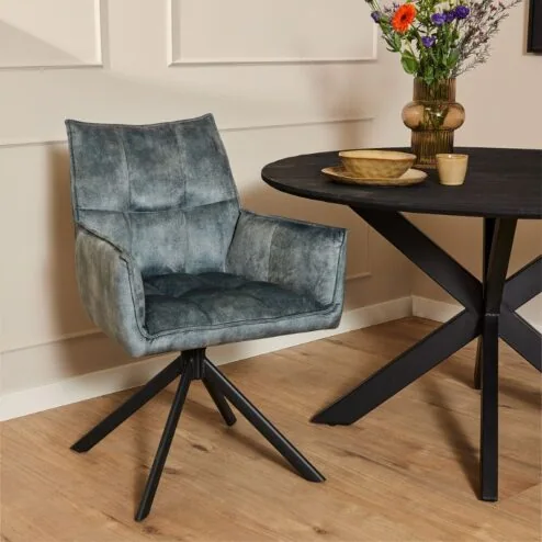 Nelly eetkamerstoel velvet Light blue