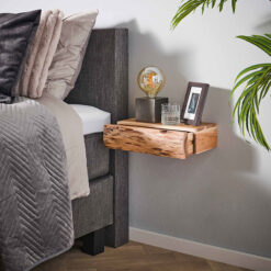 Bark houten nachtkastje zwevend set van 2 40cm