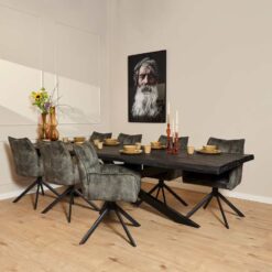 Devi eettafel boomstam mangohout zwart