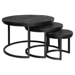 Scandi salontafel rond zwart set van 3