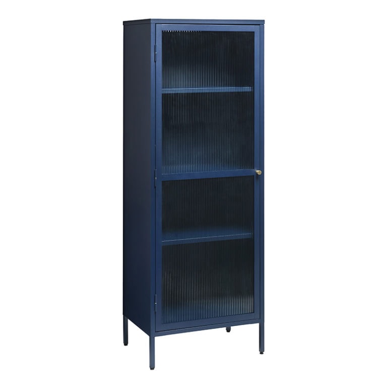 Gulltop vitrinekast blauw metaal 160cm
