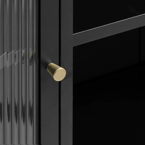 Gulltop vitrinekast zwart metaal 140cm