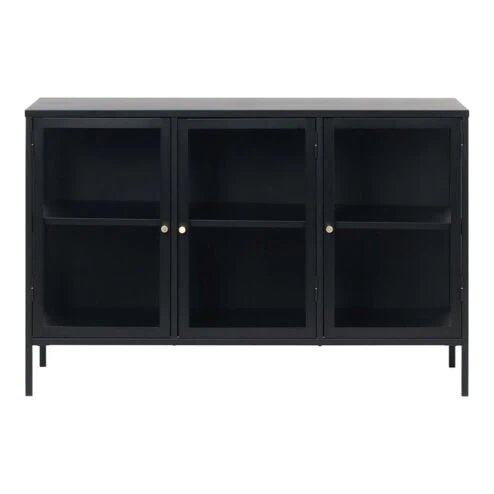 Kaya 3 deurs vitrinekast zwart metaal 132cm-3.jpg