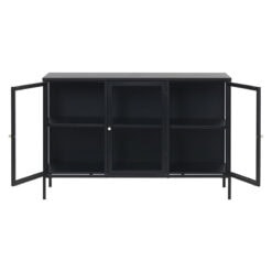 Kaya 3 deurs vitrinekast zwart metaal 132cm-4.jpg