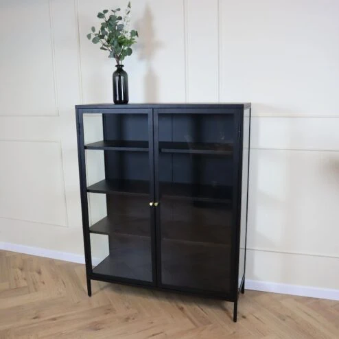 Kaya vitrinekast zwart metaal 110cm