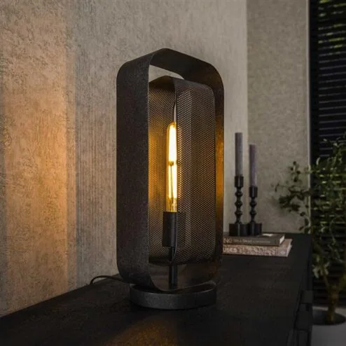 Tindy tafellamp industrieel artic zwart