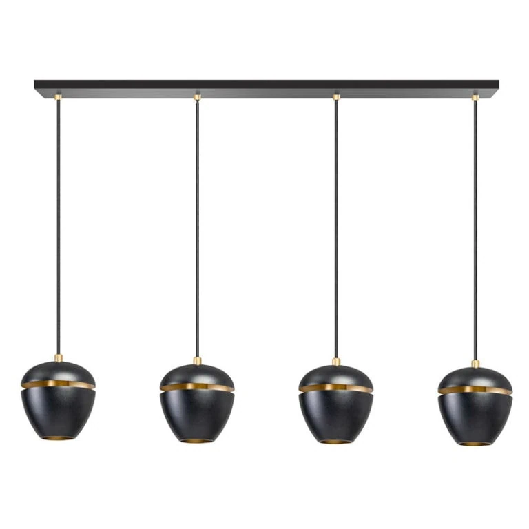 ETH Claire 4-lichts hanglamp zwart/goud