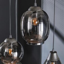 Glowi Smokeglas 5-lichts hanglamp getrapt