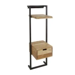 Sonic houten nachtkastje hoog met plank naturel