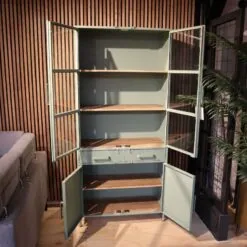 Figue vitrinekast industrieel zwart houten planken 90cm