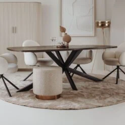 Silvi eettafel visgraat olijfbruin