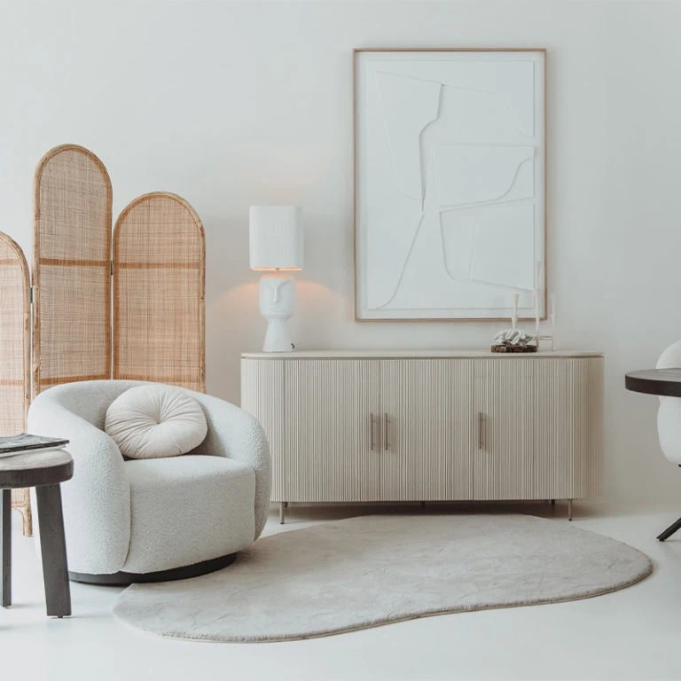 Corbetta dressoir 3 deurs mangohout met stone finish 180cm