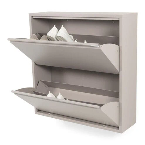 Pippen industrieel schoenenkast 2 lade Taupe metaal