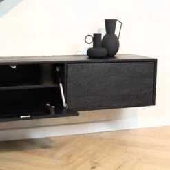 Zwevend Tv meubel Melanie Zwart 120cm