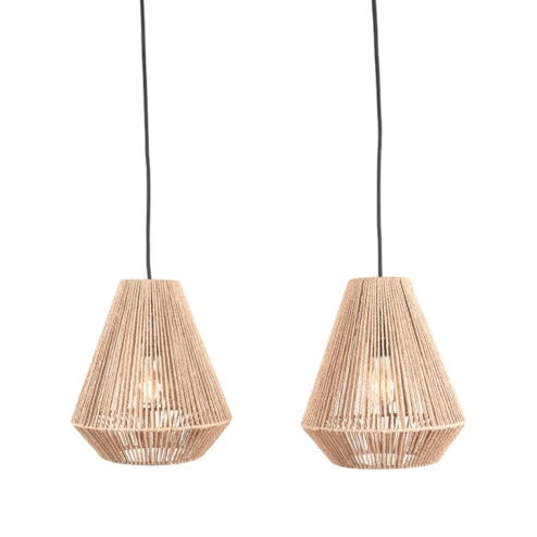 Hanglamp Brooke 2-Lichts Naturel Jute