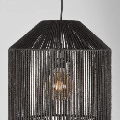 Hanglamp Brooke Zwart Jute 1-Lichts Cilinder