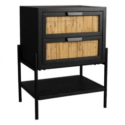 Nachtkastje Yasu Rotan Zwart 45cm