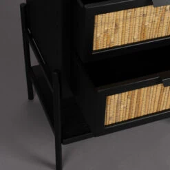 Nachtkastje Yasu Rotan Zwart 45cm