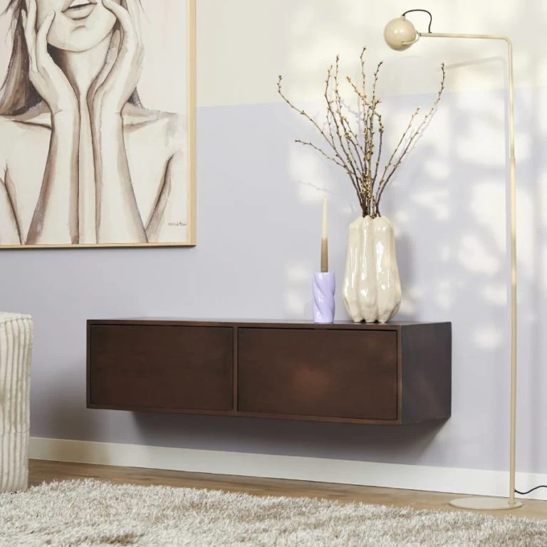 Zwevend Tv meubel Melanie Walnoot 120cm