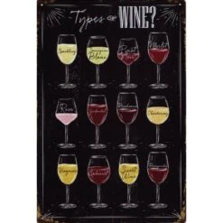 Types of Wine - metalen bord