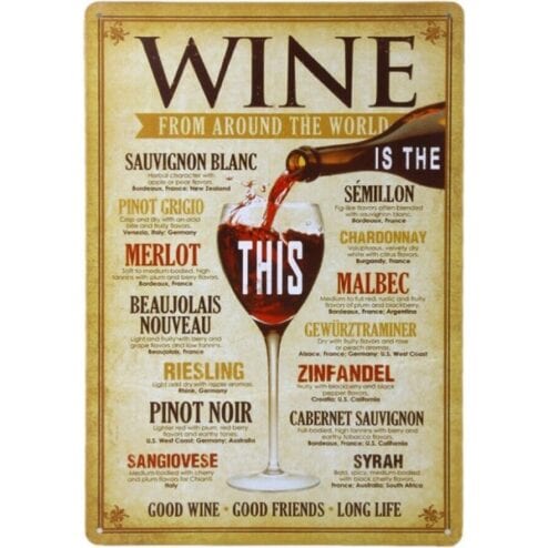 Wine - metalen bord