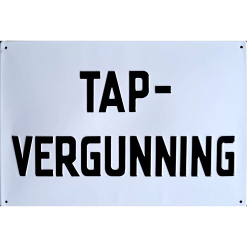 Tap Vergunning - metalen bord