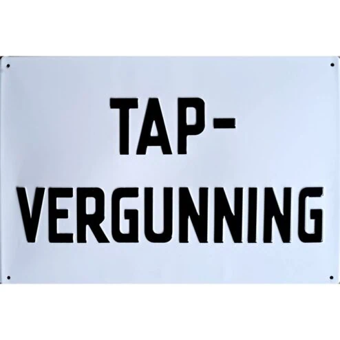 Tap Vergunning - metalen bord