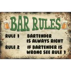 Bar Rules - metalen bord