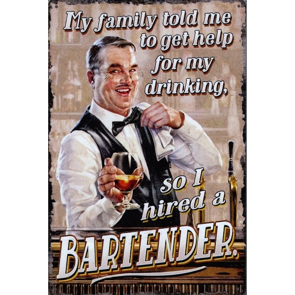 Bartender - metalen bord