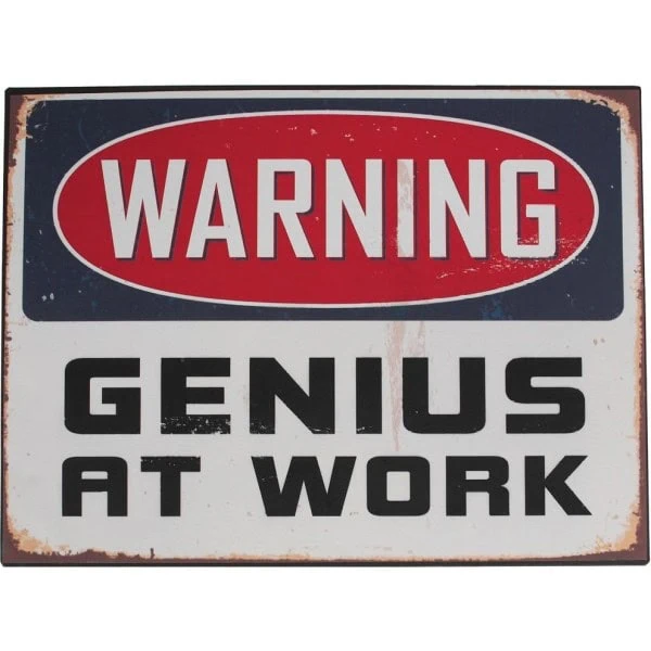 Genius At Work - metalen bord