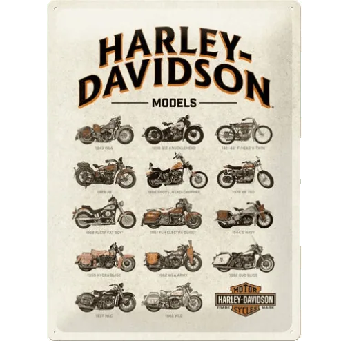 Harley-Davidson Models - metalen bord