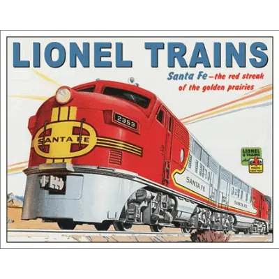Lionel trains Santa Fe - metalen bord