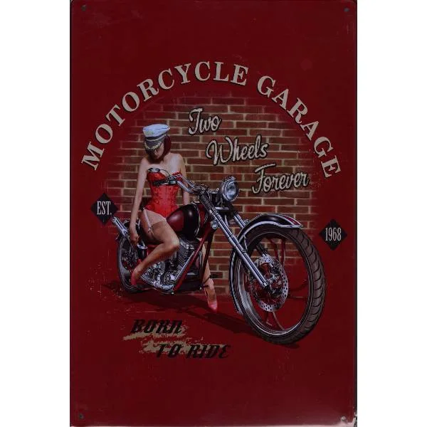 Motorcycle Garage - metalen bord