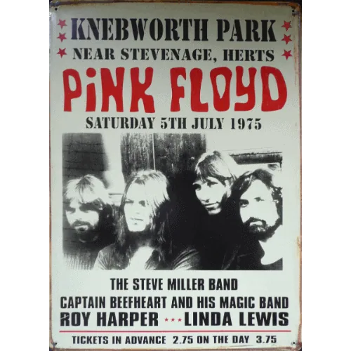 Pink Floyd Knebworth - metalen bord