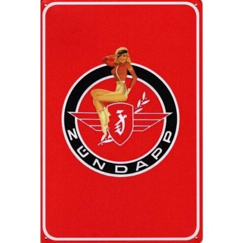 Zundapp brommer meisje op logo - metalen bord