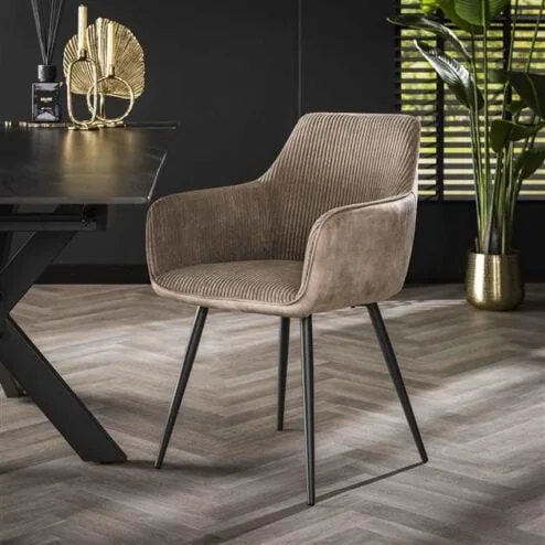 Armstoel Angie Ribstof Zand 57cm