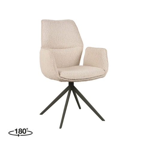 Eetkamerstoel Johnson Boucle met zwart onderstel 58cm