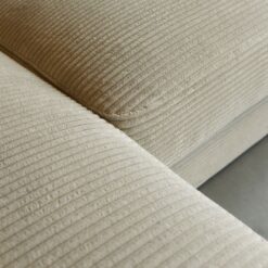 Bank Uno Chaise longue links ribstof beige