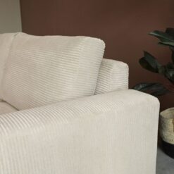 Bank Uno Chaise longue links ribstof beige