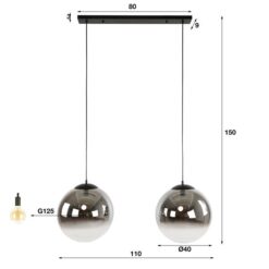 Galsa 2-lichts Hanglamp XL smoke zwart