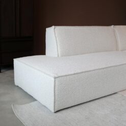 Bank Enzo Chaise longue rechts Bouclé wit