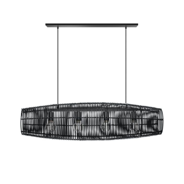 Sylvia 4-lichts Hanglamp rotan zwart