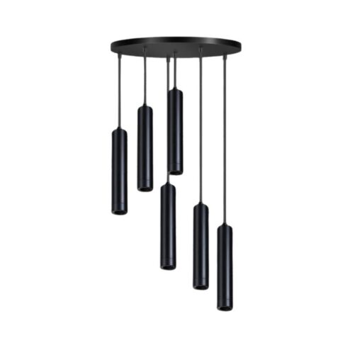 Miller 6-lichts getrapte hanglamp zwart