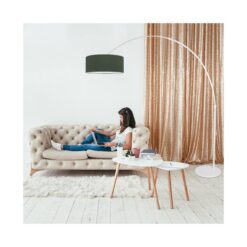 Ariana 1-lichts Vloerlamp Wit met Groen Velvet kap